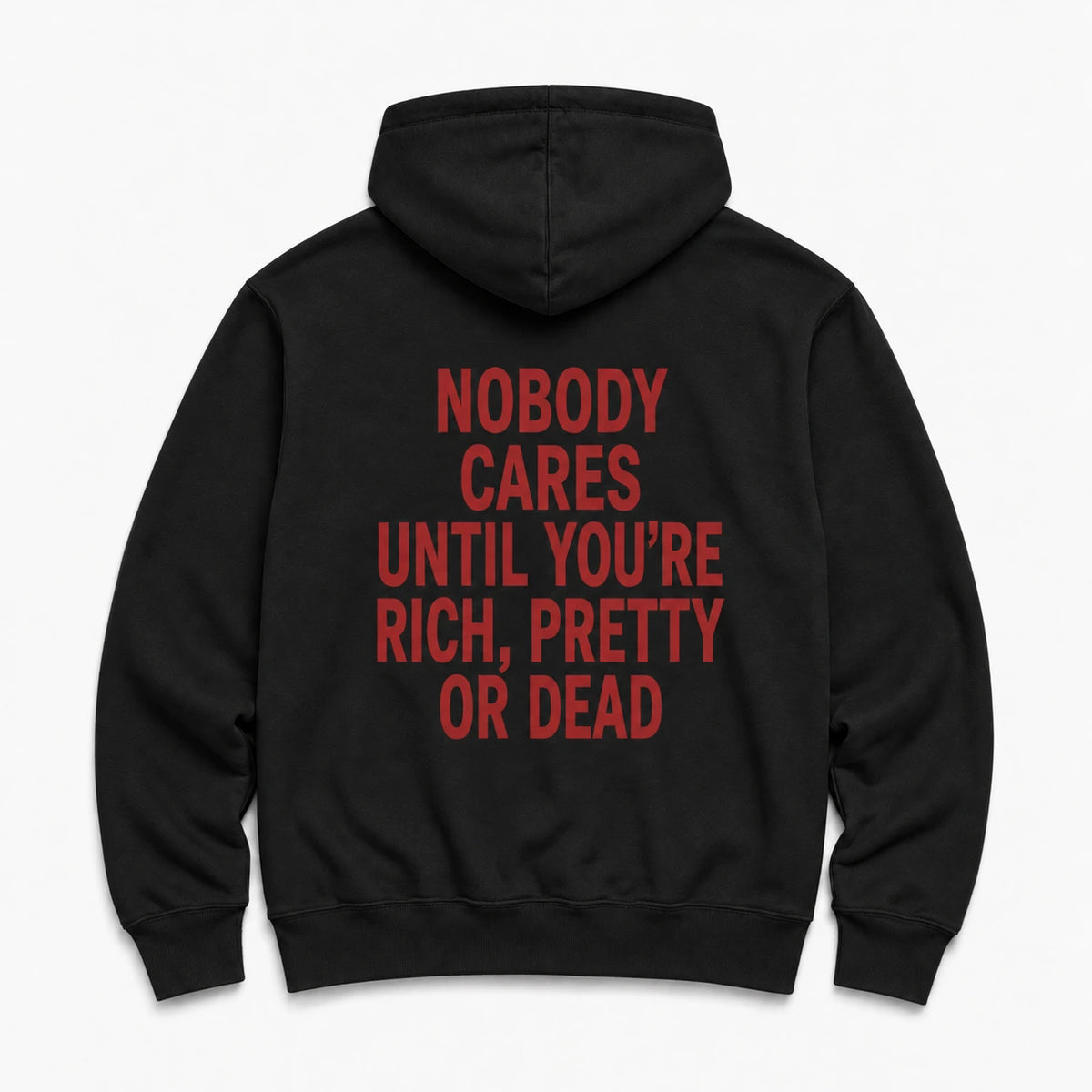 NOBODY CARS UNTIL - HOODIE — Czarny — tył