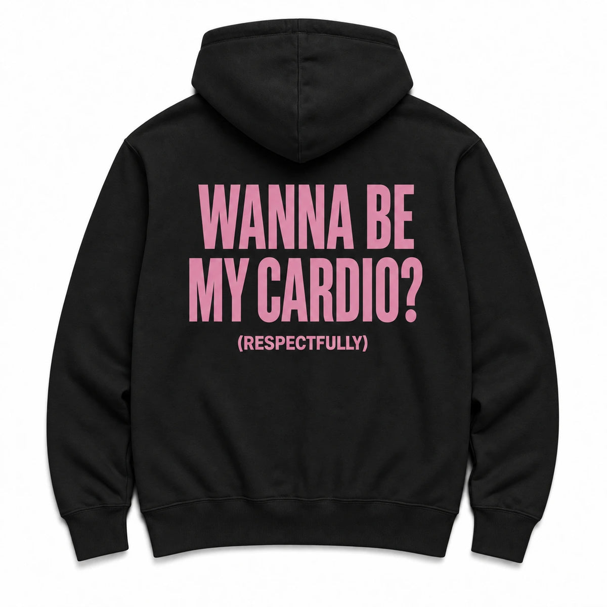 WANNA BE MY CARDIO - HOODIE — Czarny — tył