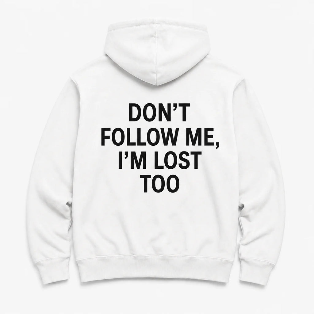 DON'T FOLLOW ME - HOODIE — Biały — tył