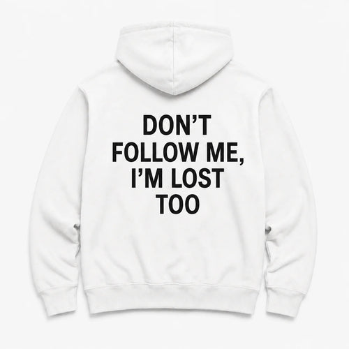 DON'T FOLLOW ME - HOODIE — Biały — tył