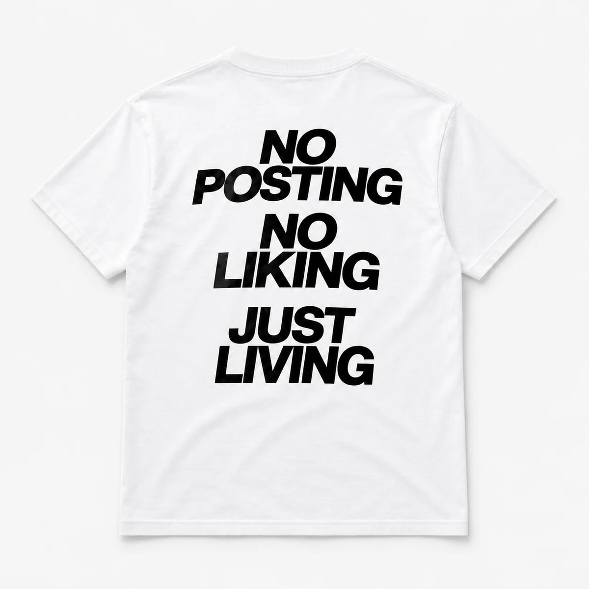 No Posting, No Liking, Just Living - TEE — Biały — tył