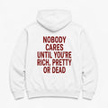 NOBODY CARS UNTIL - HOODIE — Biały — tył