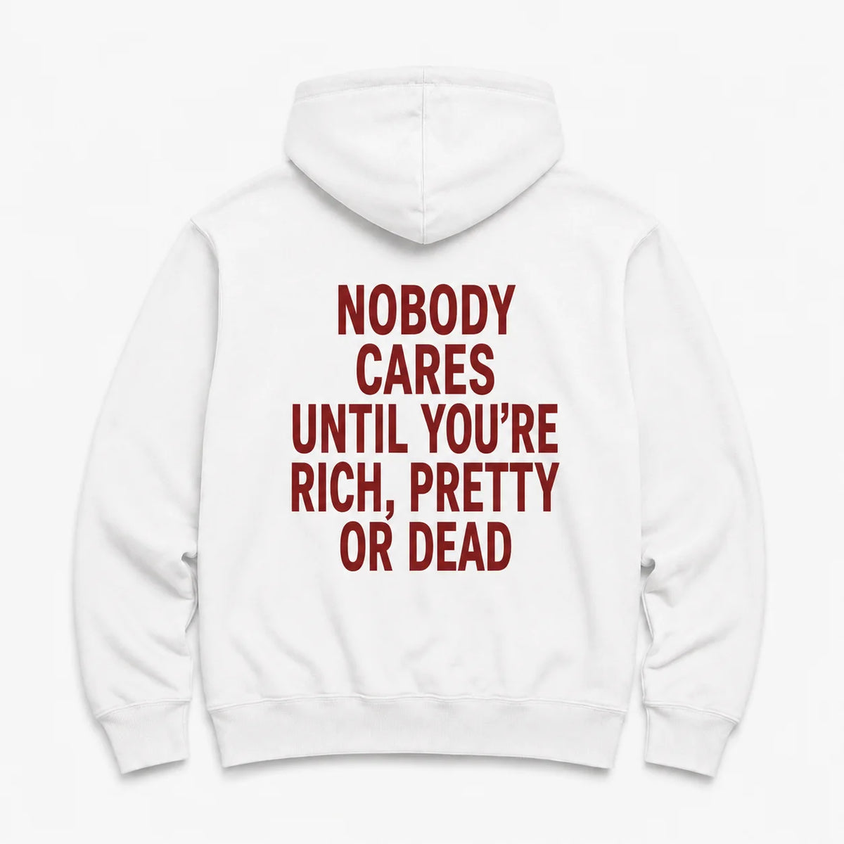 NOBODY CARS UNTIL - HOODIE — Biały — tył